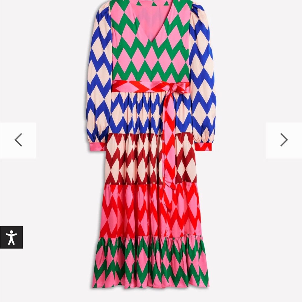 NWT v-neck tiered dress in vibrant stripe - Picture 6 of 10